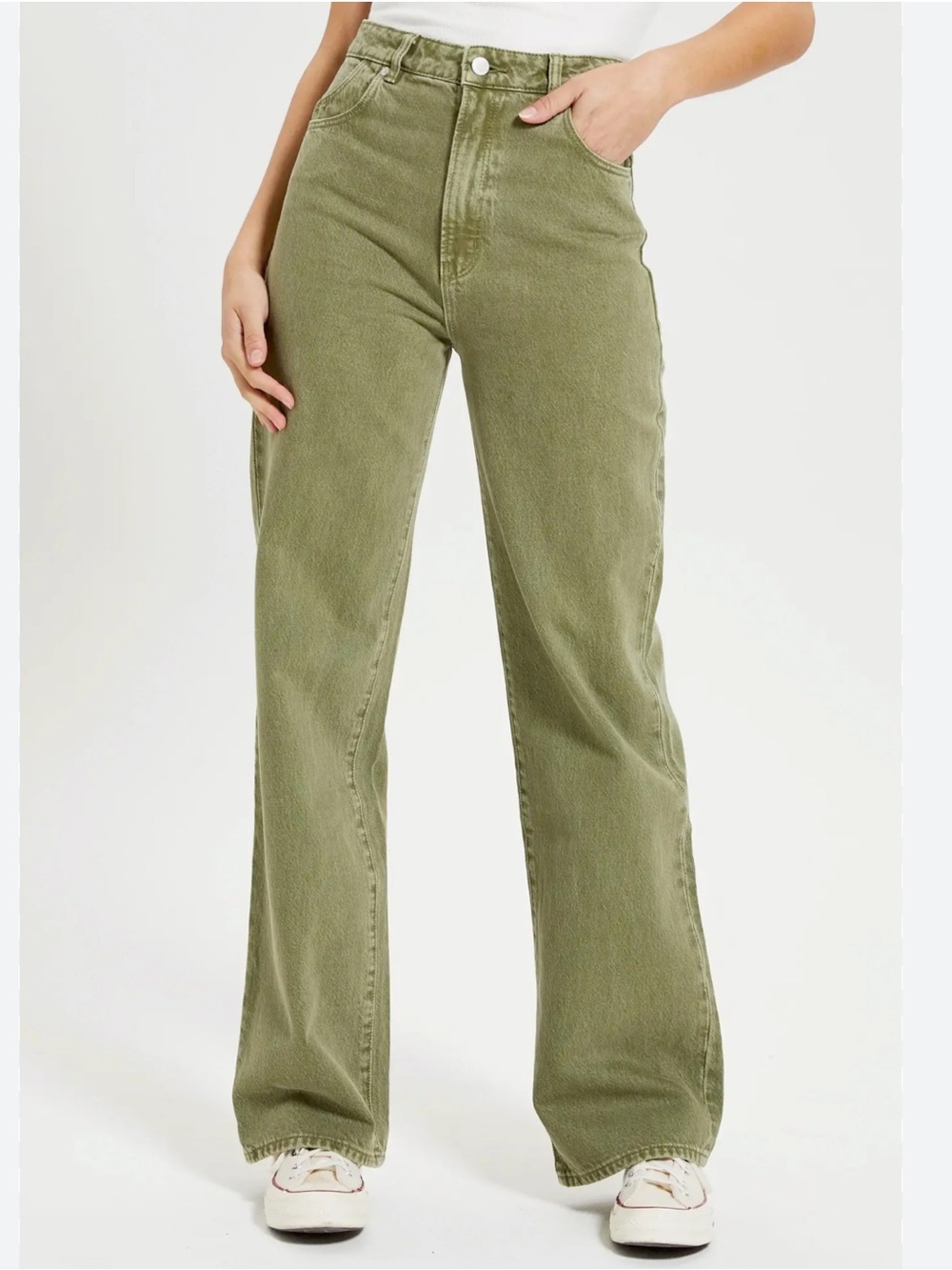 ROLLA'S Heidi high rise loose straight Jeans in Fern Green